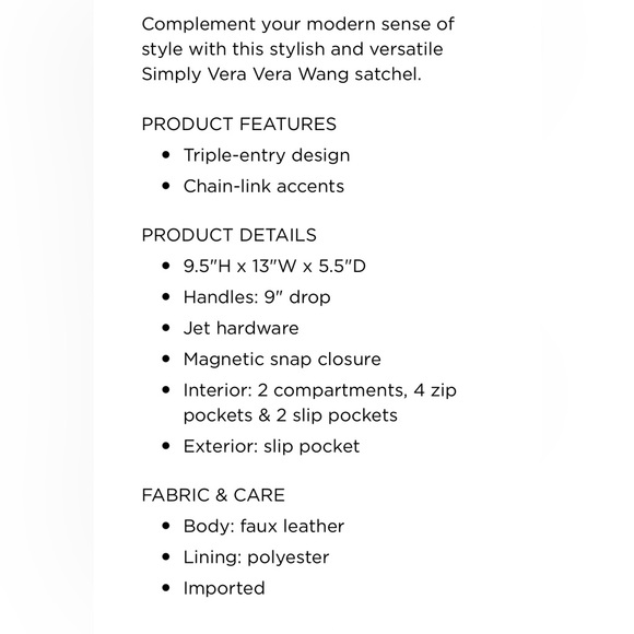 🌺Simply Vera Vera Wang Bedford Triple Entry Purse Ruched Tote/Handbag Purse🌸🌺 - Picture 13 of 16